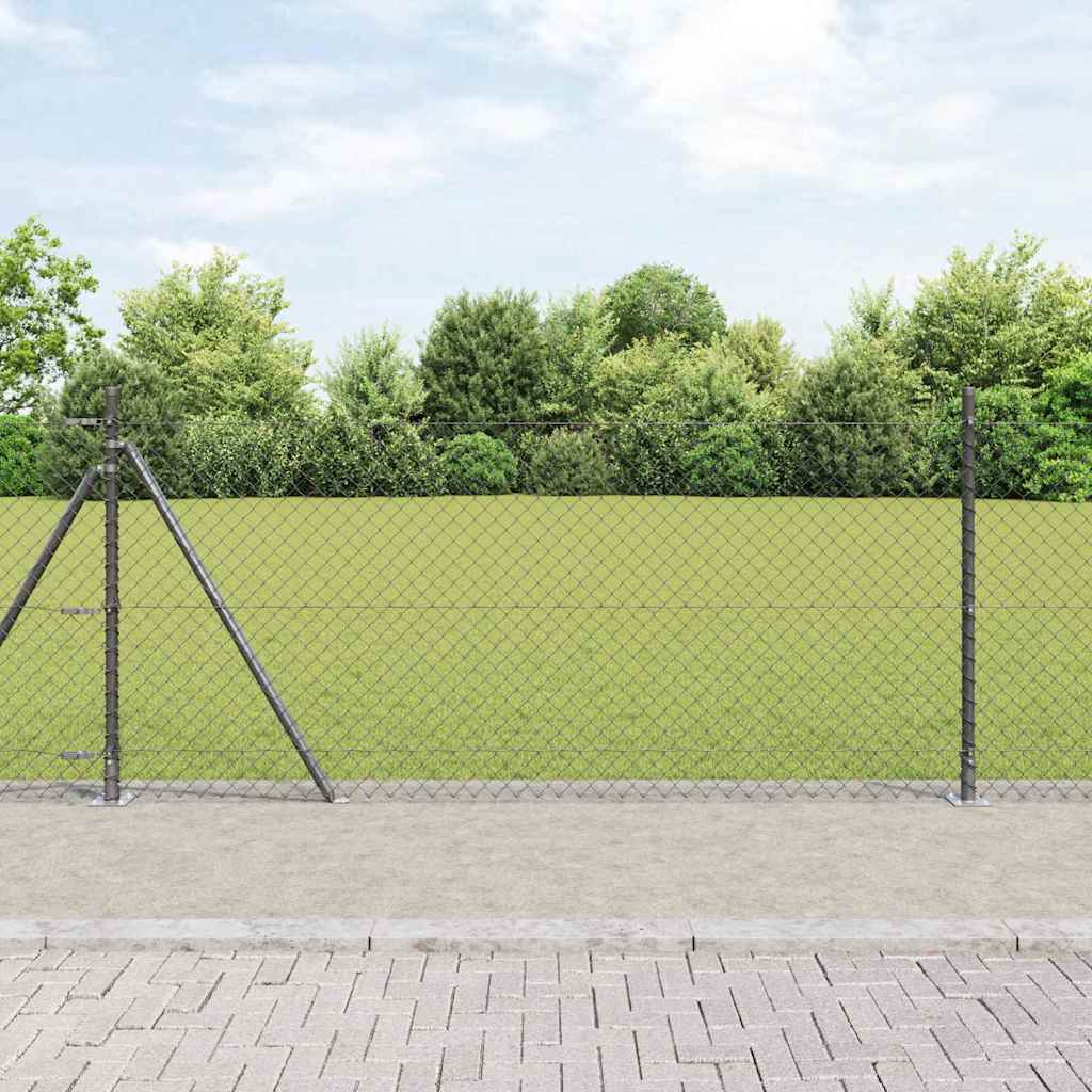 vidaXL Zaunpfosten Grau 10 x 0,8 m (40 x 40 mm Gitter) Stahl und PVC