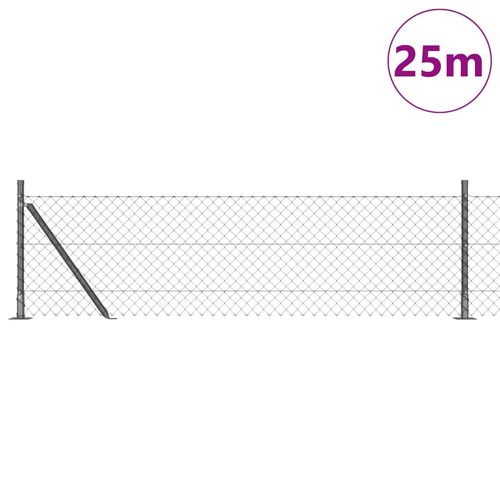 vidaXL Zaunpfosten Grau 25 x 0,6 m (40 x 40 mm Maschen) Stahl und PVC