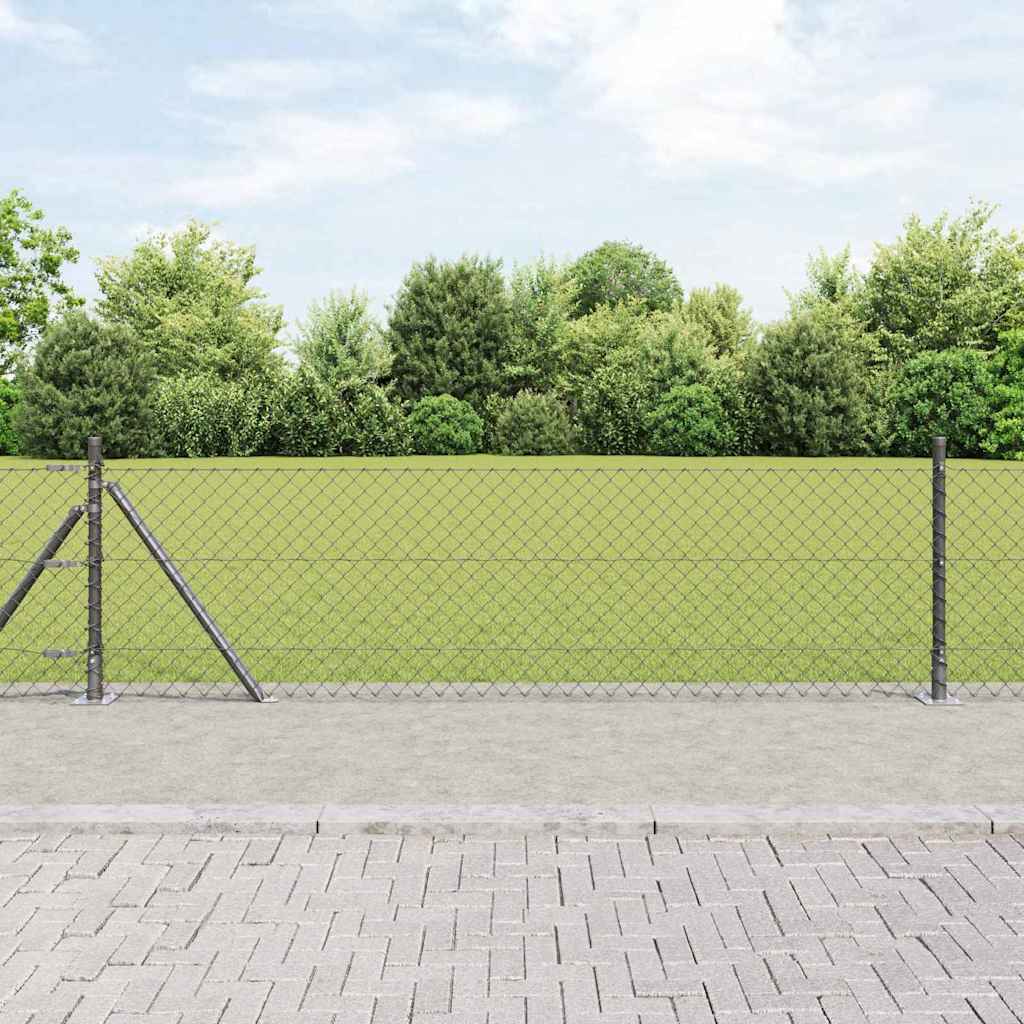 vidaXL Zaunpfosten Grau 25 x 0,6 m (60 x 60 mm Maschen) Stahl und PVC