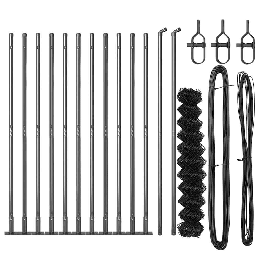 vidaXL Zaunpfosten Grau 25 x 0,8 m (60 x 60 mm Netz) Stahl