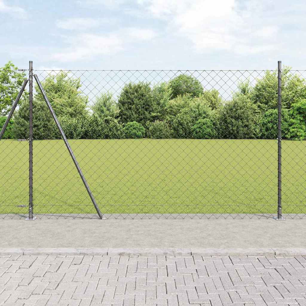 vidaXL Zaunpfosten Grau 25 x 1,4 m (60 x 60 mm Gitter) Stahl und PVC