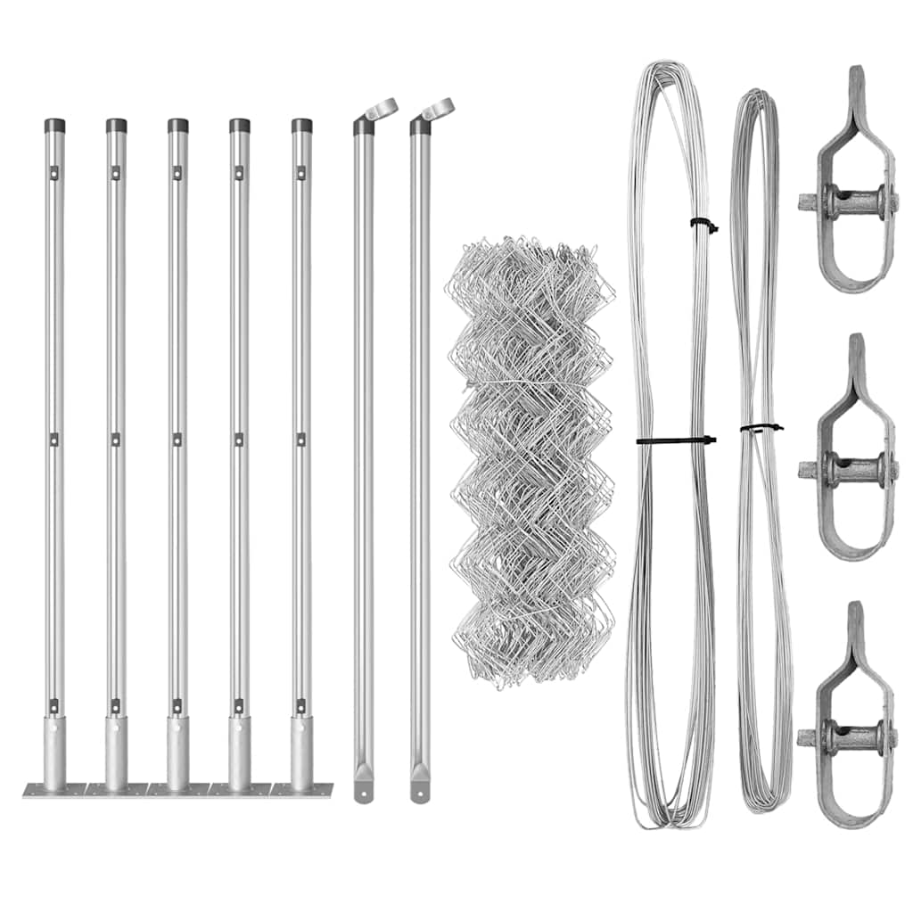 Zaunpfosten Silber 10 x 0,6 m (40 x 40 mm Maschen) Stahl