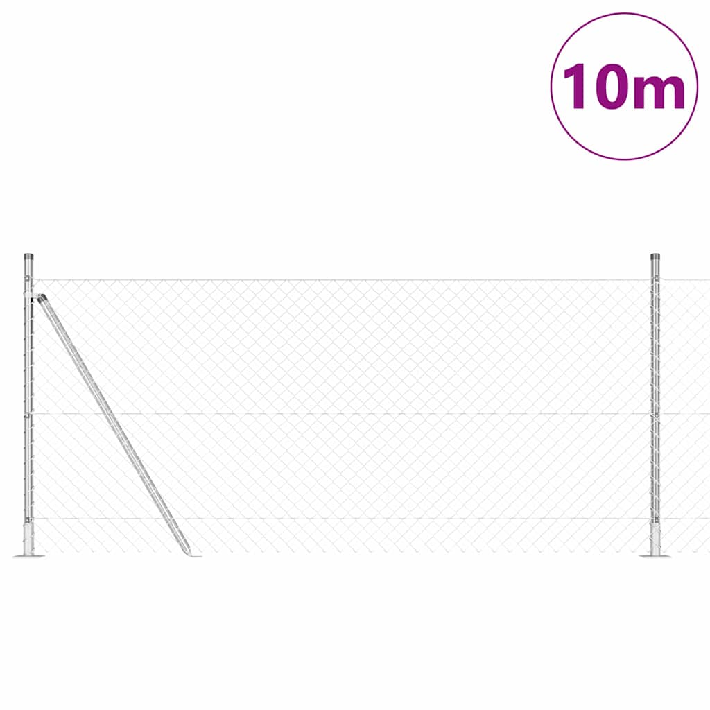 vidaXL Zaunpfosten Silber 10 x 0,8 m (40 x 40 mm Gitter) Stahl