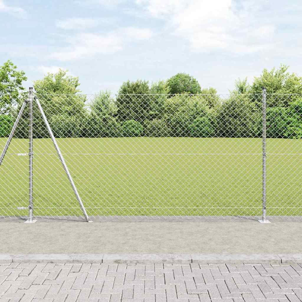 vidaXL Zaunpfosten Silber 10 x 1,2 m (40 x 40 mm Maschenweite) Stahl