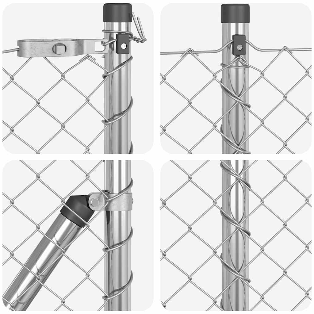 vidaXL Zaunpfosten Silber 25 x 0,6 m (40 x 40 mm Maschen) Stahl