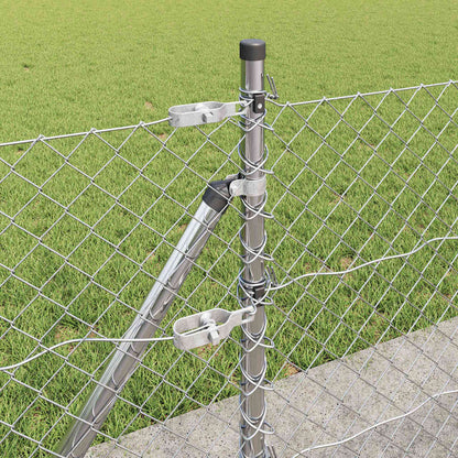 vidaXL Zaunpfosten Silber 25 x 0,6 m (40 x 40 mm Maschen) Stahl