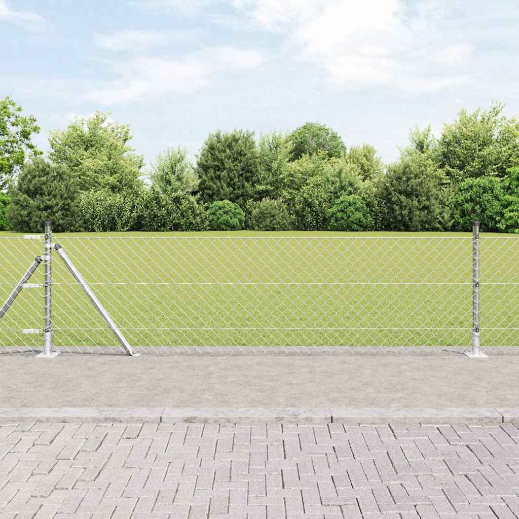 vidaXL Zaunpfosten Silber 25 x 0,6 m (40 x 40 mm Maschen) Stahl