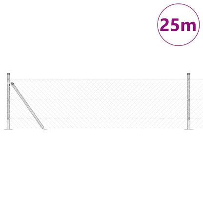 vidaXL Zaunpfosten Silber 25 x 0,6 m (40 x 40 mm Maschen) Stahl