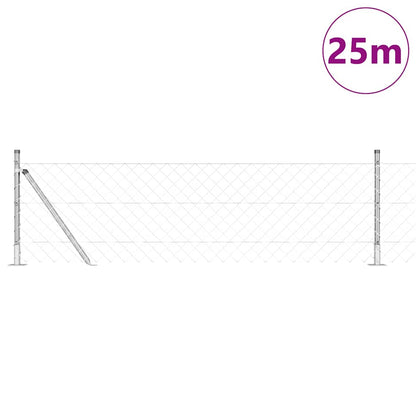 vidaXL Zaunpfosten Silber 25 x 0,4 m (60 x 60 mm Maschen) Stahl