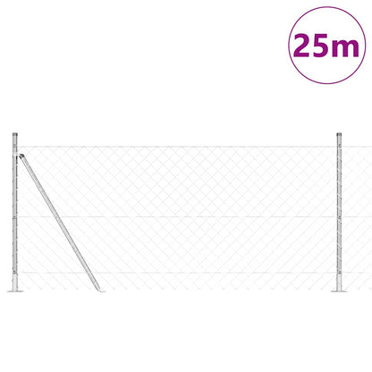 vidaXL Zaunpfosten Silber 25 x 0,8 m (60 x 60 mm Netz) Stahl