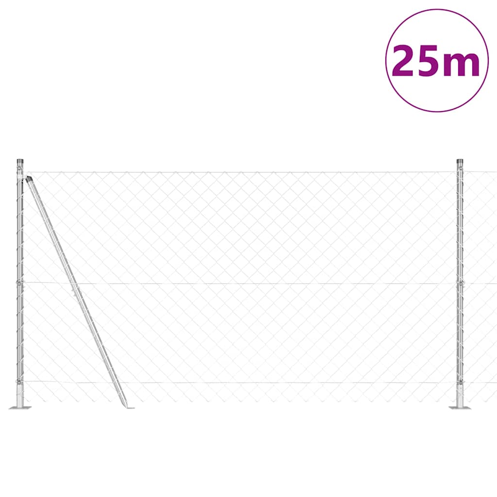 vidaXL Zaunpfosten Silber 25 x 1,2 m (60 x 60 mm Netz) Stahl
