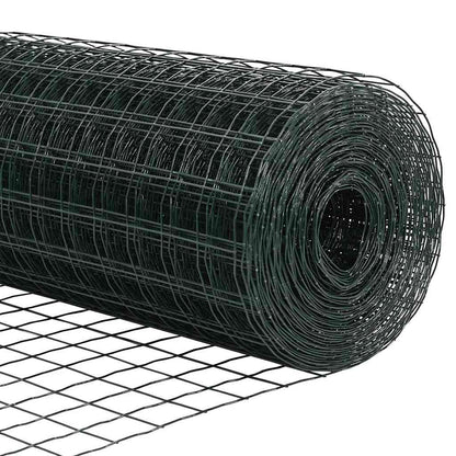 vidaXL Zaun mit Pfosten Grün 0,4 x 10 m Stahl und PVC