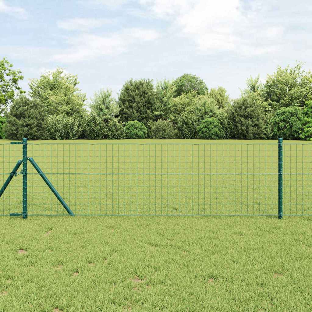vidaXL Zaun mit Pfosten Grün 0,4 x 10 m Stahl und PVC