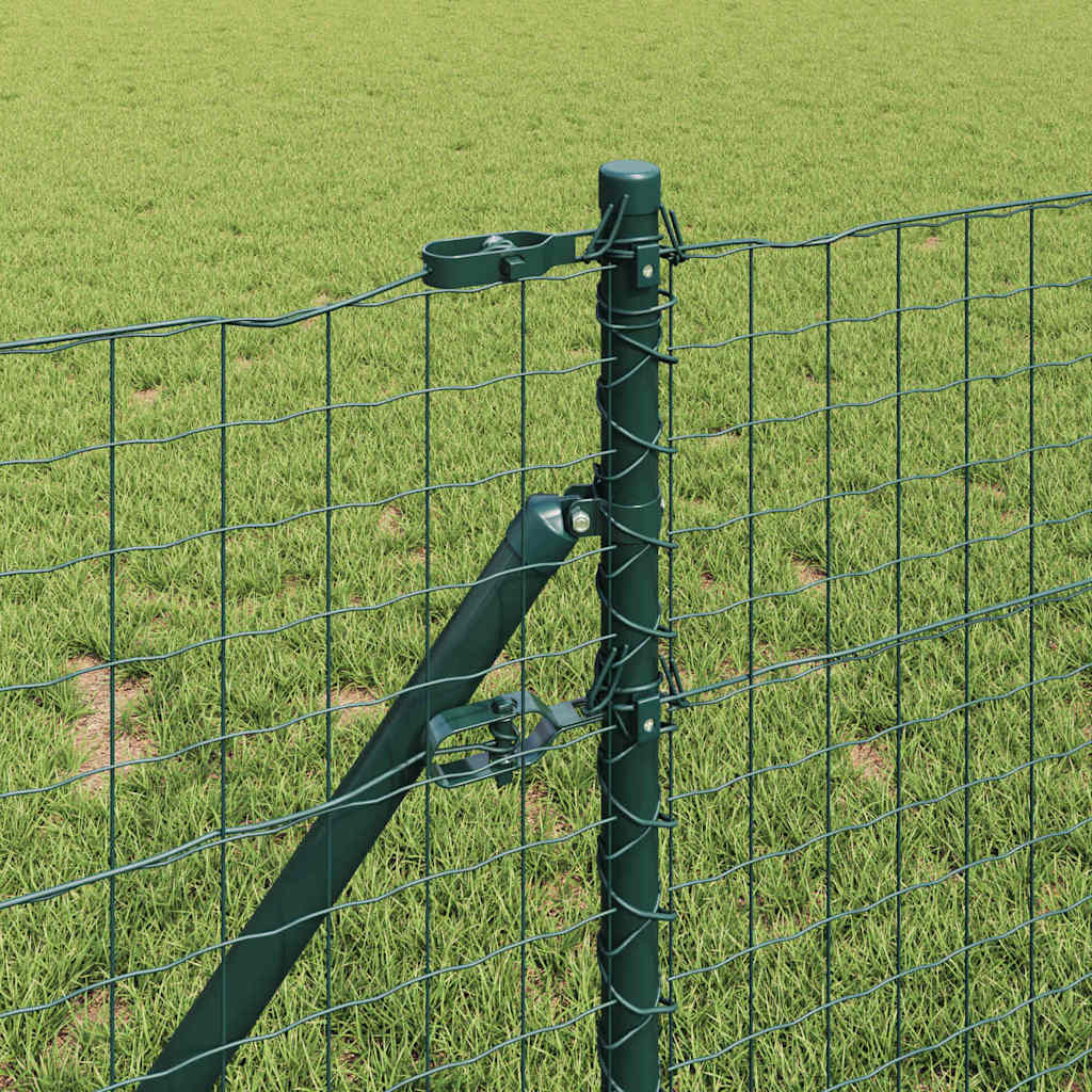 vidaXL Zaun mit Pfosten Grün 0,6 x 10 m Stahl und PVC
