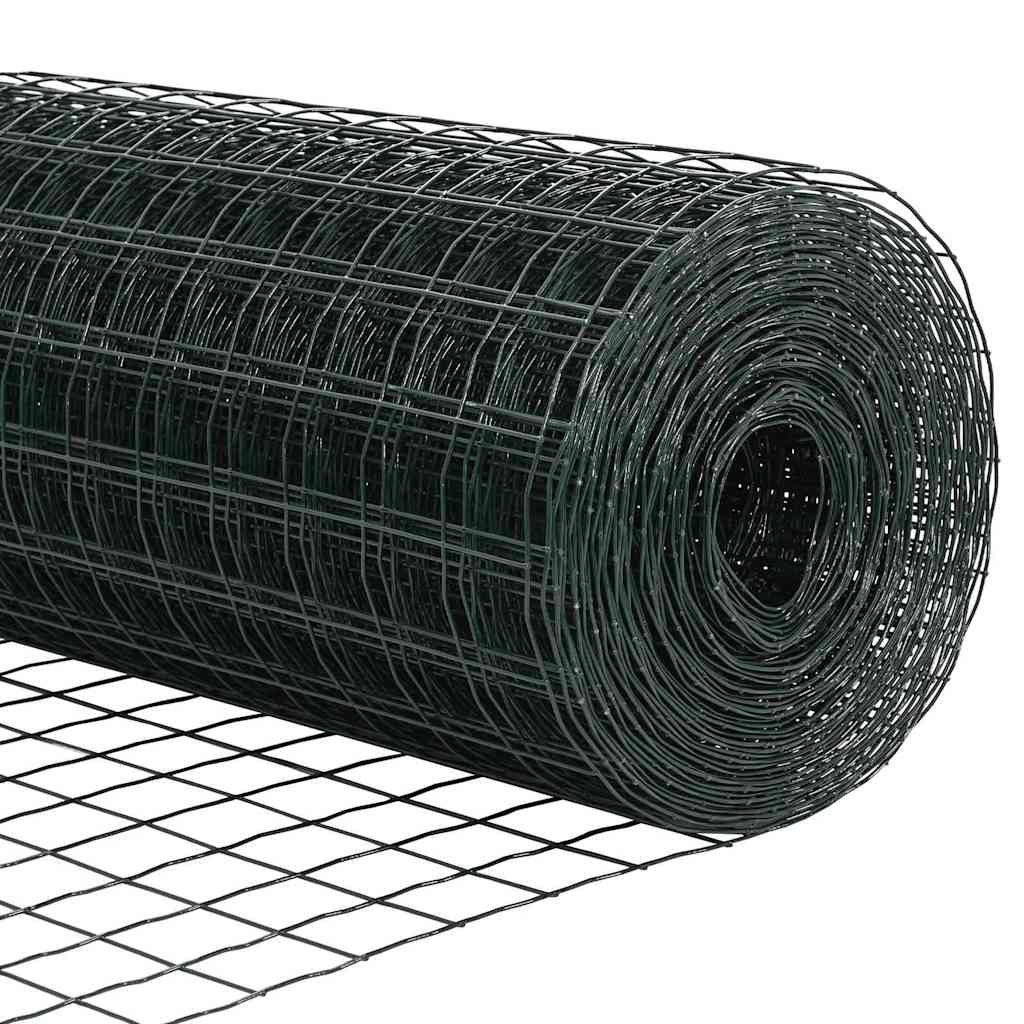 vidaXL Zaun mit Pfosten Grün 1,4 x 10 m Stahl und PVC