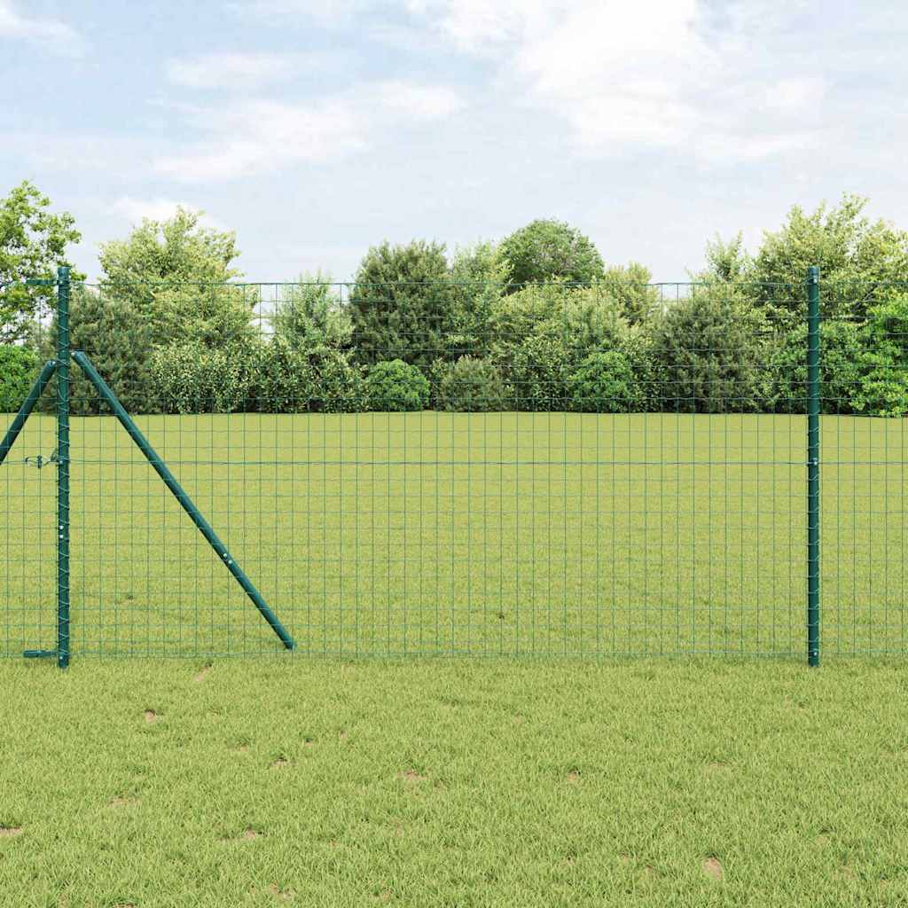 vidaXL Zaun mit Pfosten Grün 1,4 x 10 m Stahl und PVC