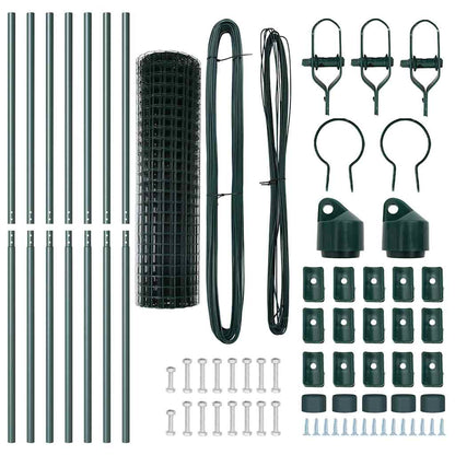 vidaXL Zaun mit Pfosten Grün 1,4 x 10 m Stahl und PVC