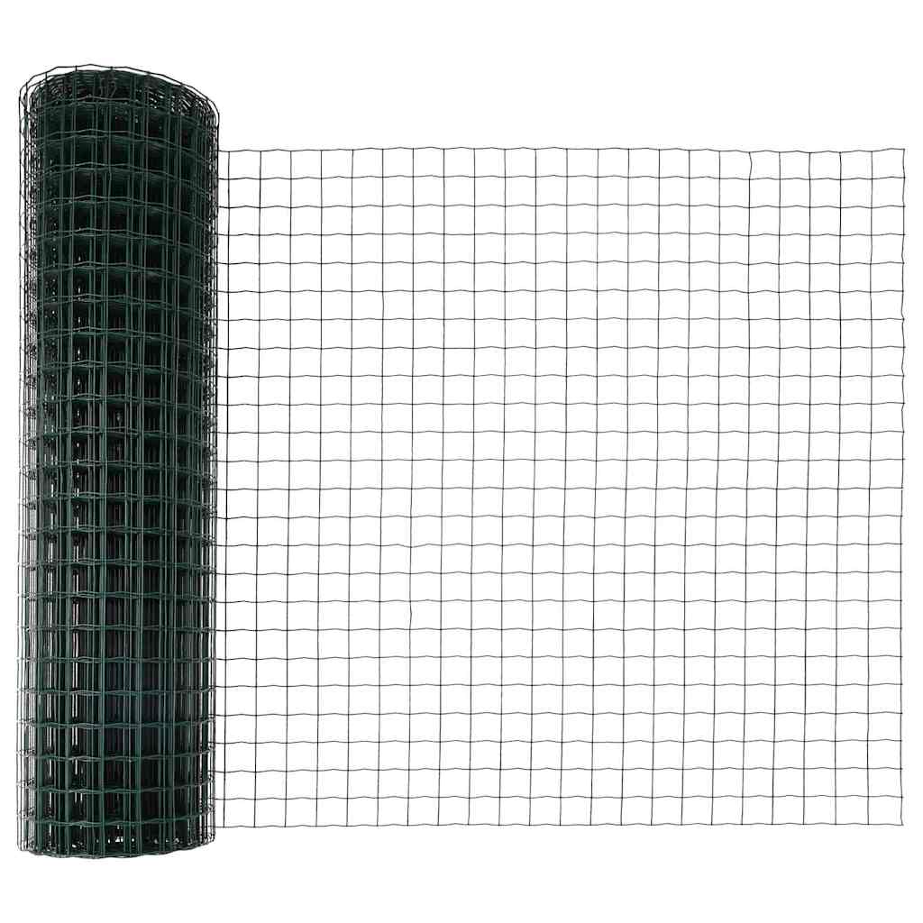 vidaXL Zaun mit Pfosten Grün 1,4 x 10 m Stahl und PVC