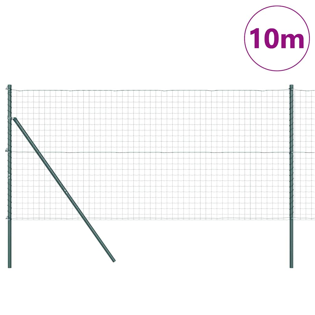 vidaXL Zaun mit Pfosten Grün 1,4 x 10 m Stahl und PVC