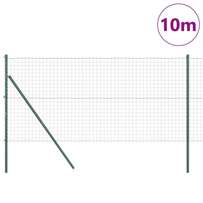 vidaXL Zaun mit Pfosten Grün 1,4 x 10 m Stahl und PVC