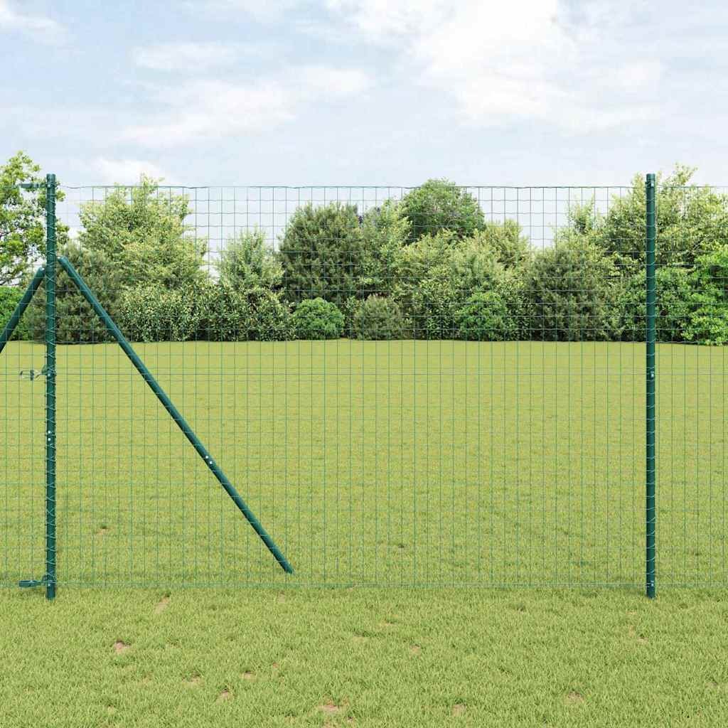 vidaXL Zaun mit Pfosten Grün 1,5 x 10 m Stahl und PVC