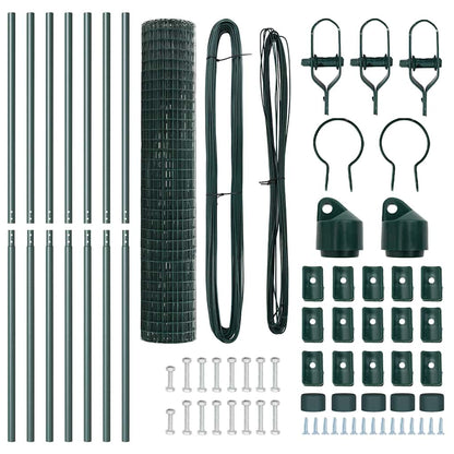vidaXL Zaun mit Pfosten Grün 1,5 x 10 m Stahl und PVC