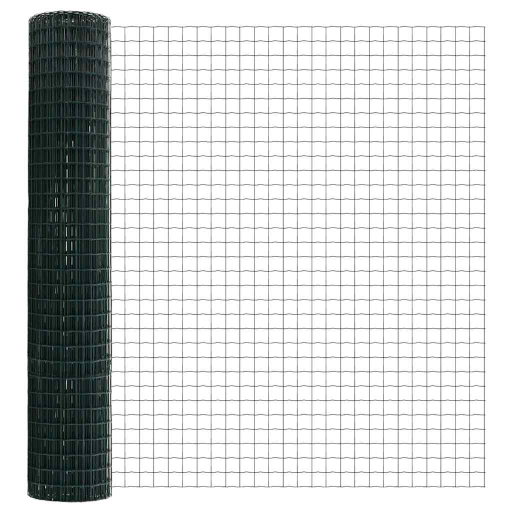 vidaXL Zaun mit Pfosten Grün 1,5 x 10 m Stahl und PVC