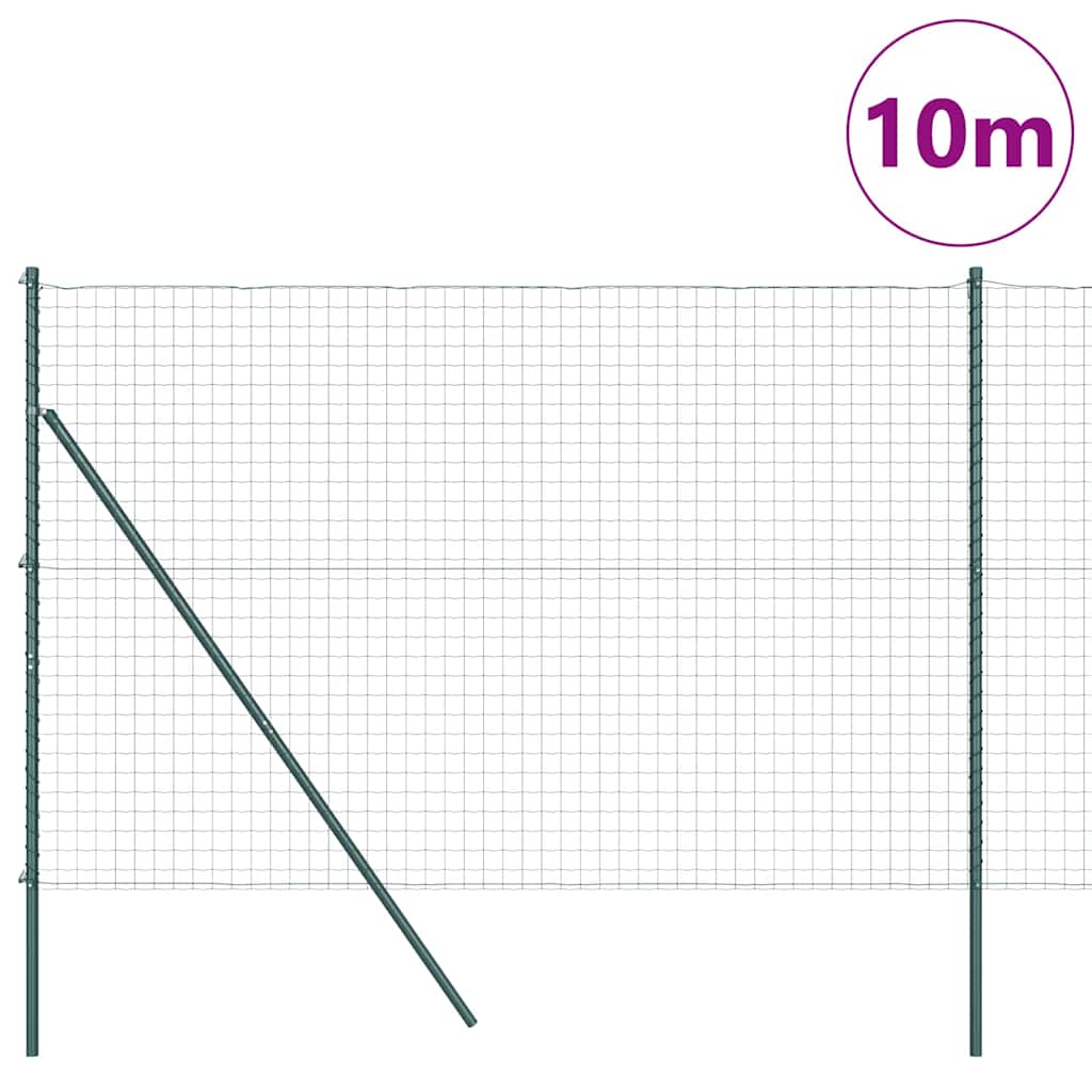 vidaXL Zaun mit Pfosten Grün 1,5 x 10 m Stahl und PVC