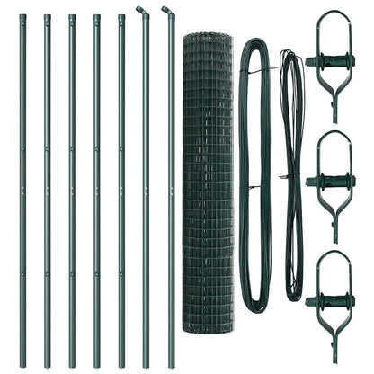 vidaXL Zaun mit Pfosten Grün 1,6 x 10 m Stahl und PVC