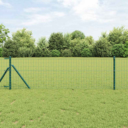 vidaXL Zaun mit Pfosten Grün 0,4 x 10 m Stahl und PVC
