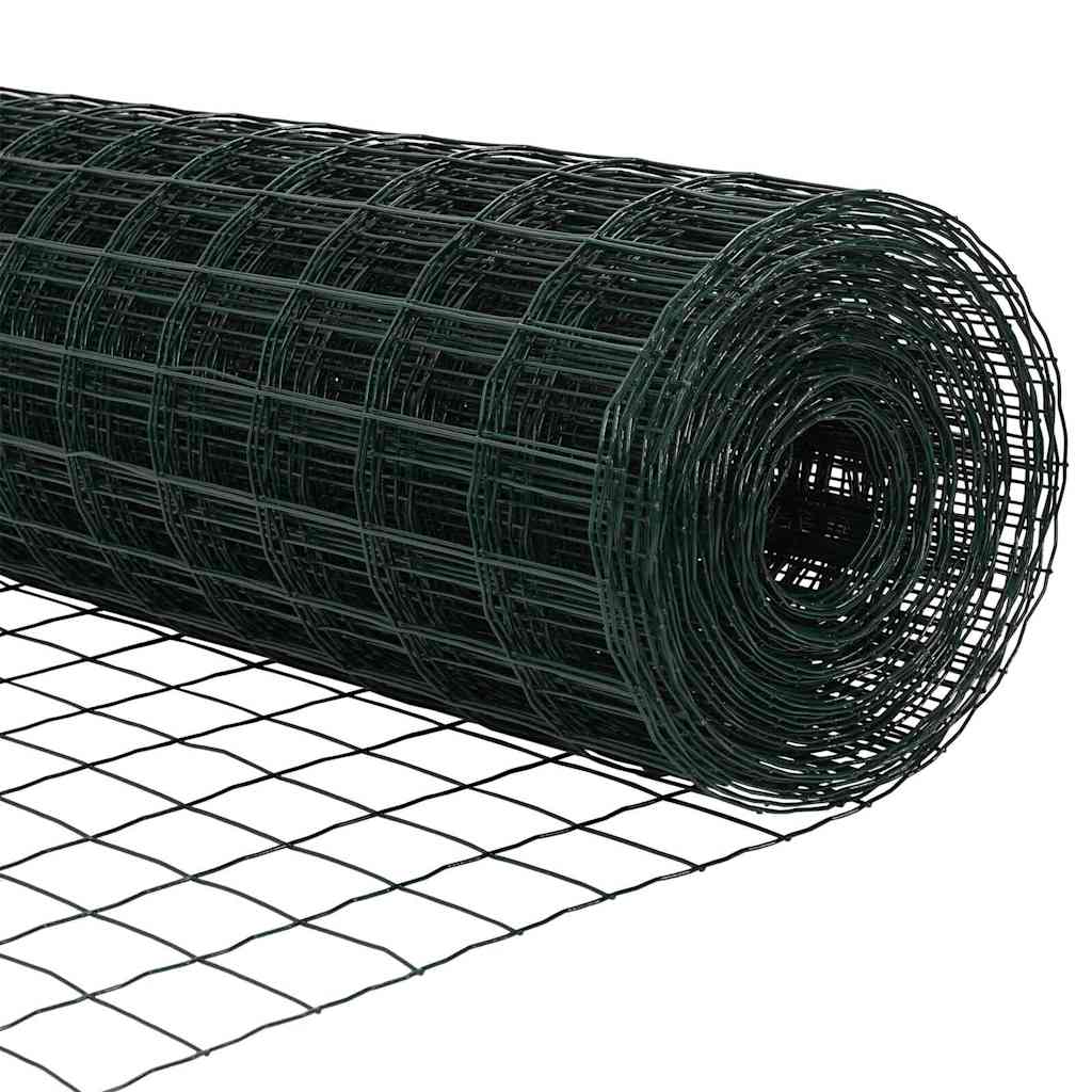 vidaXL Zaun mit Pfosten Grün 0,6 x 10 m Stahl und PVC
