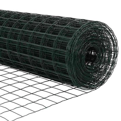 vidaXL Zaun mit Pfosten Grün 0,6 x 10 m Stahl und PVC
