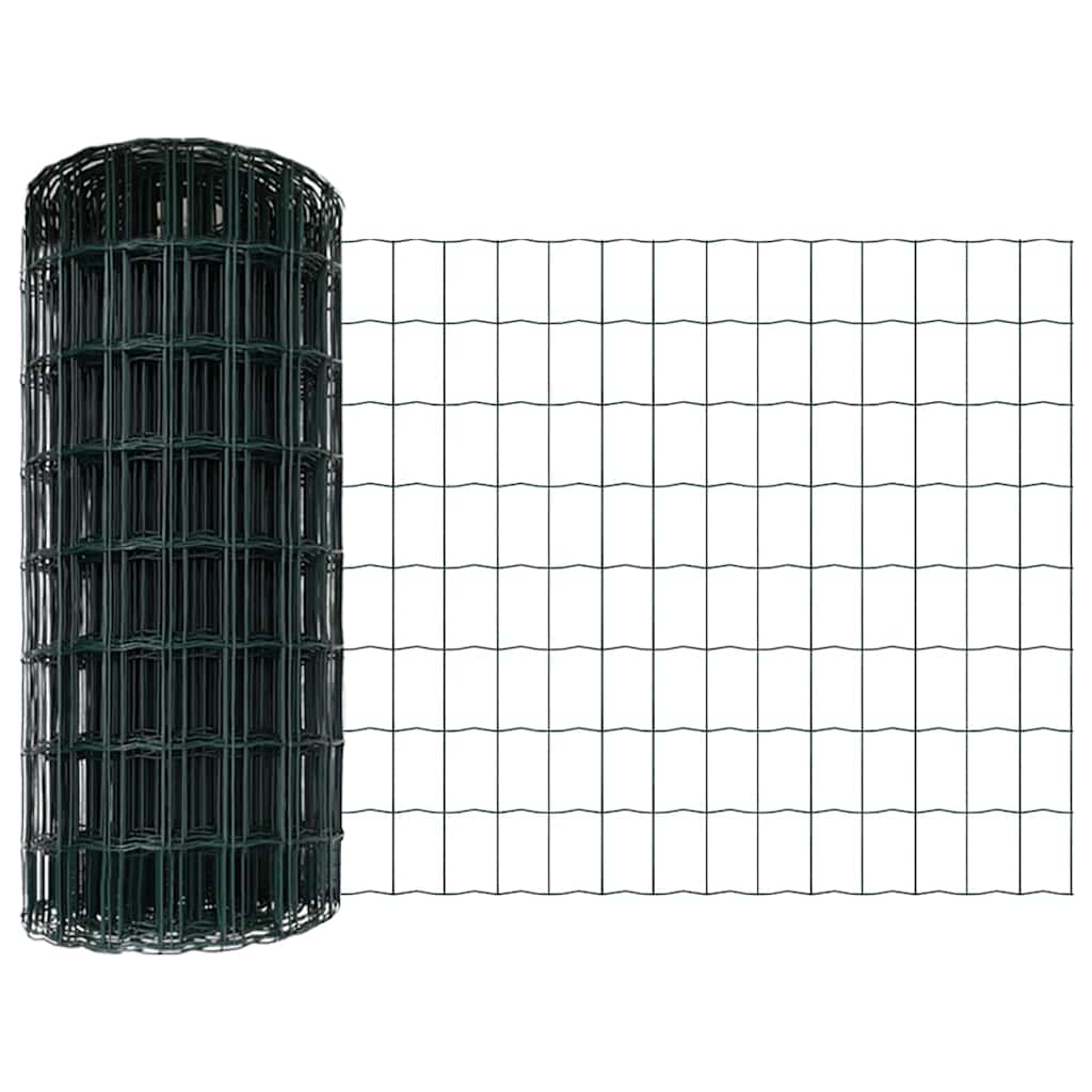 vidaXL Zaun mit Pfosten Grün 0,6 x 10 m Stahl und PVC