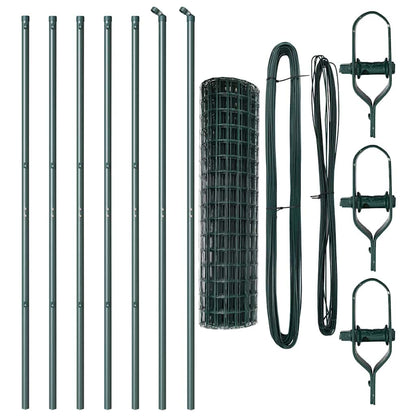 Zaun mit Pfosten Grün 1,4 x 10 m Stahl und PVC