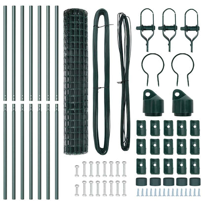 vidaXL Zaun mit Pfosten Grün 1,5 x 10 m Stahl und PVC