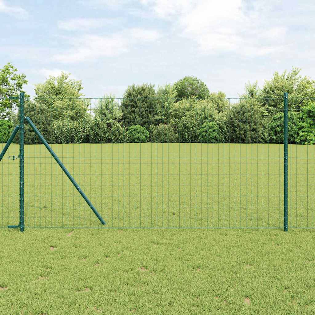 vidaXL Zaun mit Pfosten Grün 1 x 10 m Stahl und PVC