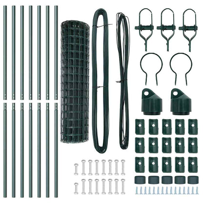 vidaXL Zaun mit Pfosten Grün 1 x 10 m Stahl und PVC