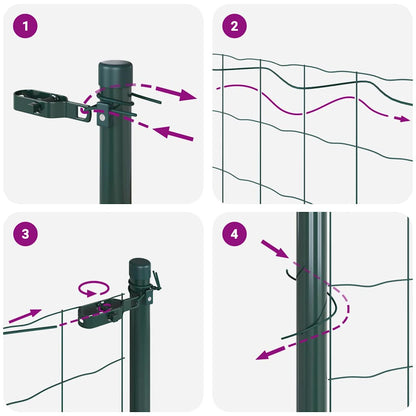 vidaXL Zaun mit Pfosten Grün 1 x 10 m Stahl und PVC