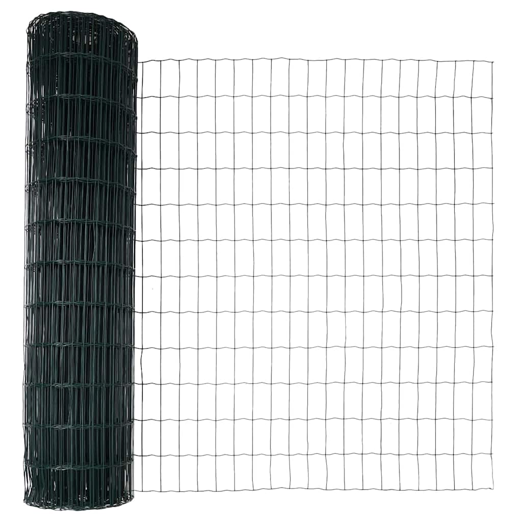 vidaXL Zaun mit Pfosten Grün 1,4 x 10 m Stahl und PVC