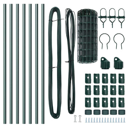 Zaun mit Pfosten Grün 0,8 x 10 m Stahl und PVC