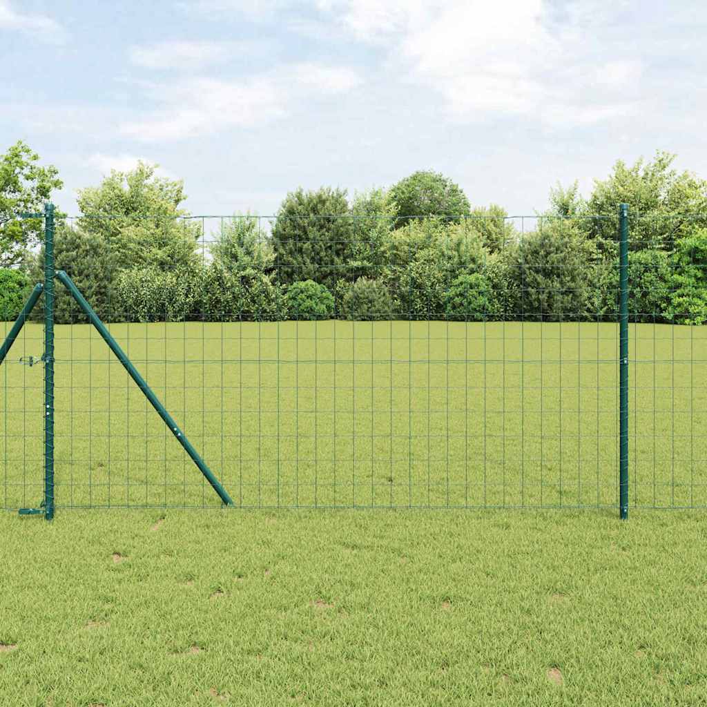 vidaXL Clôture avec poteaux Vert 1,2 x 10 m Acier et PVC