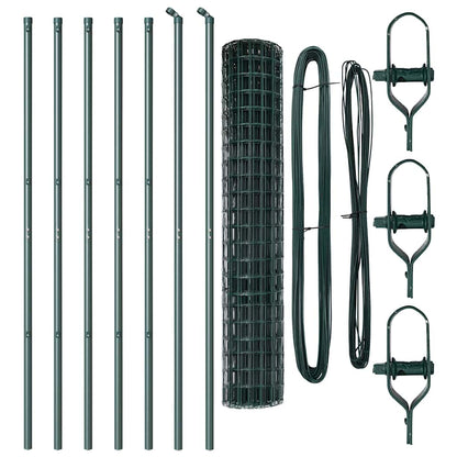 Zaun mit Pfosten Grün 1,5 x 10 m Stahl und PVC