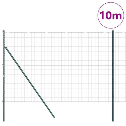 Zaun mit Pfosten Grün 1,6 x 10 m Stahl und PVC