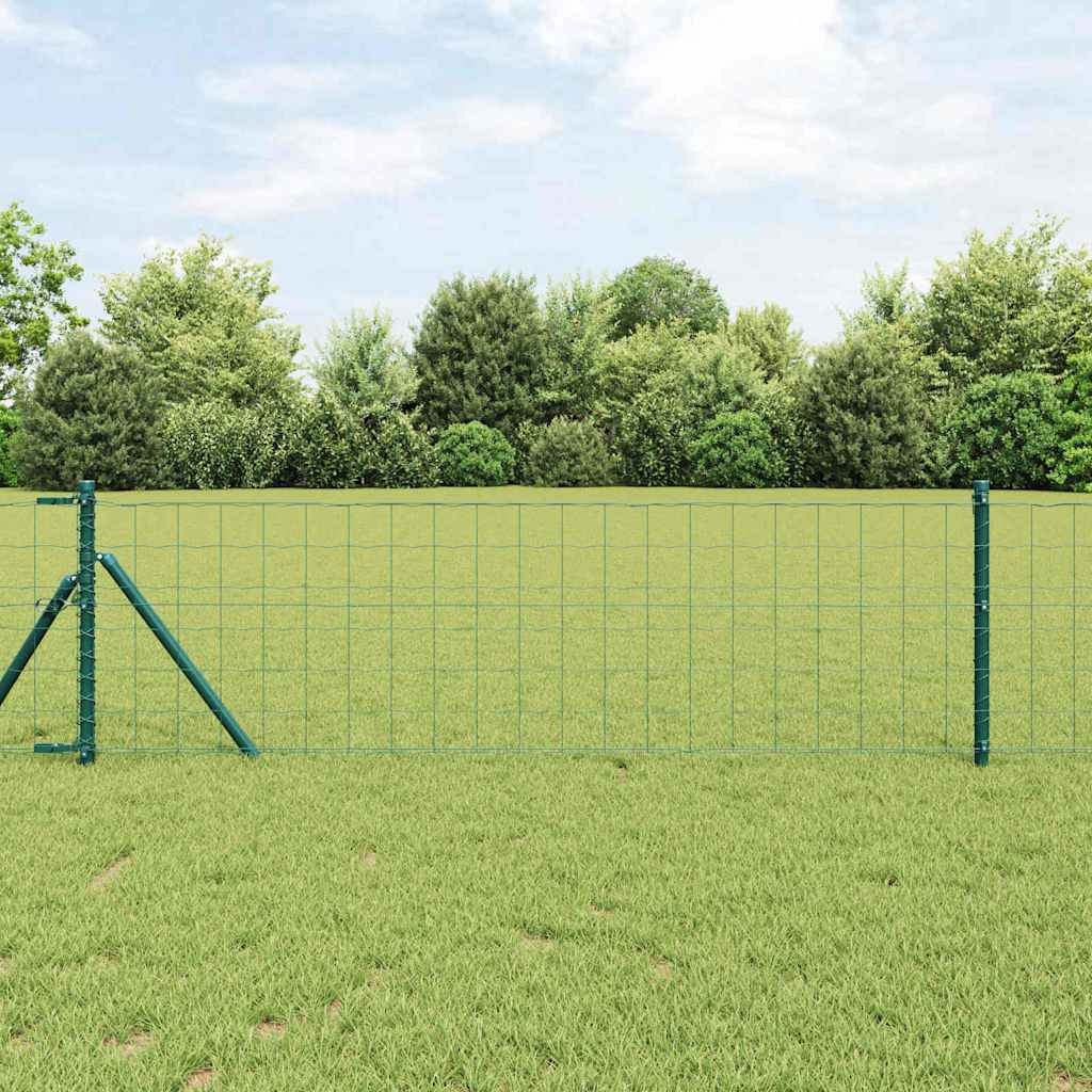 vidaXL Clôture avec poteaux vert 0,4 x 10 m acier et PVC