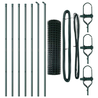 Zaun mit Pfosten Grün 1,4 x 10 m Stahl und PVC