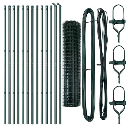 vidaXL Zaun mit Pfosten Grün 1 x 25 m Stahl und PVC