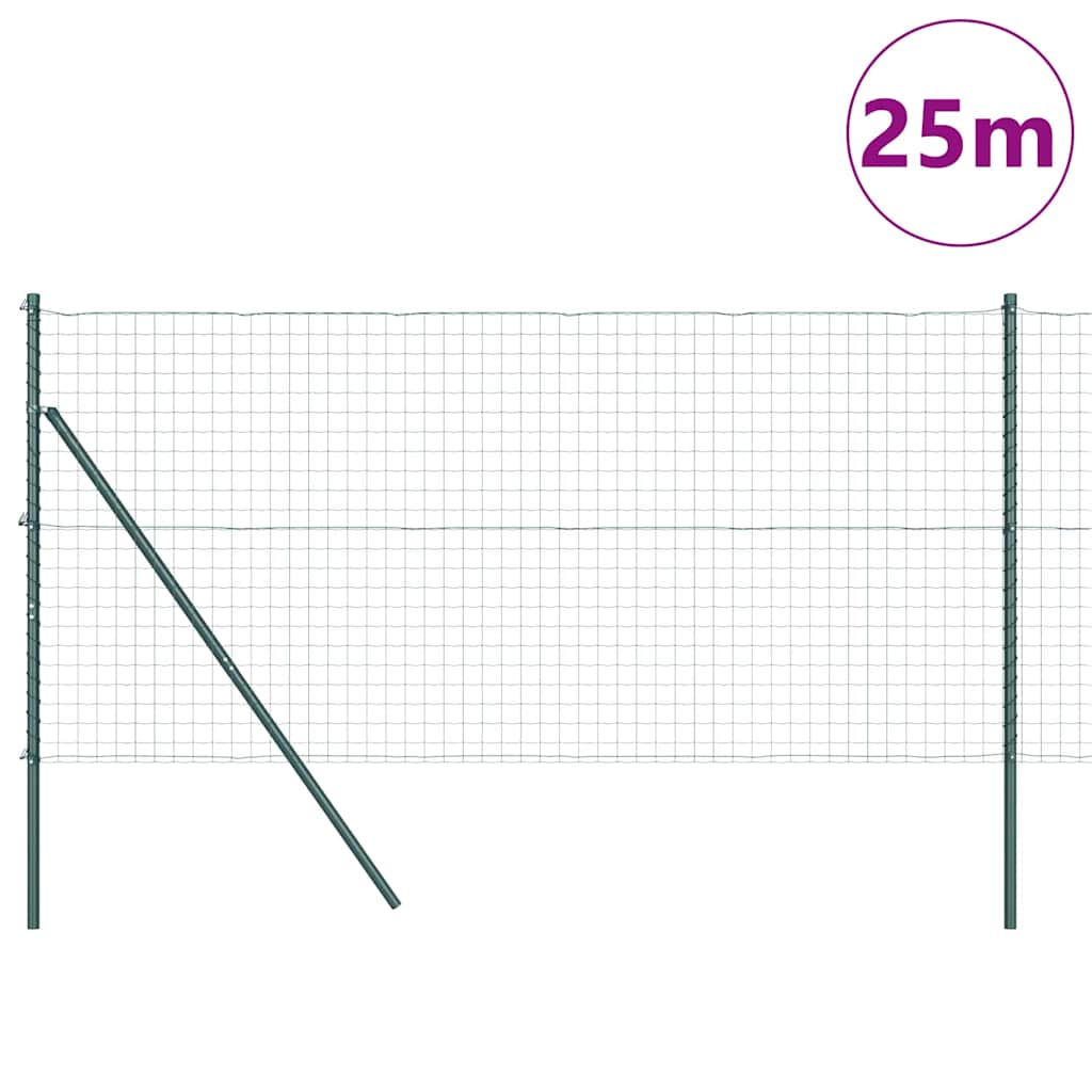 vidaXL Zaun mit Pfosten Grün 1 x 25 m Stahl und PVC