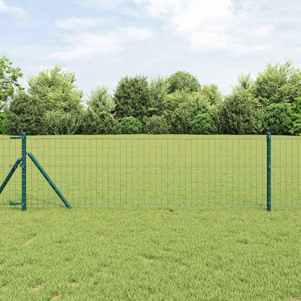 vidaXL Zaun mit Pfosten Grün 0,4 x 25 m Stahl und PVC