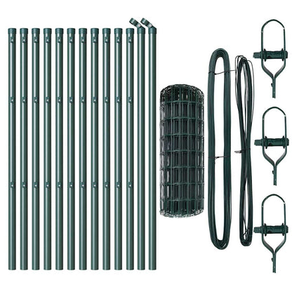 vidaXL Zaun mit Pfosten Grün 0,4 x 25 m Stahl und PVC