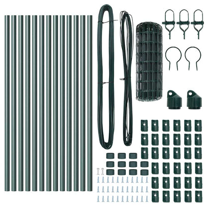 vidaXL Zaun mit Pfosten Grün 0,6 x 25 m Stahl und PVC